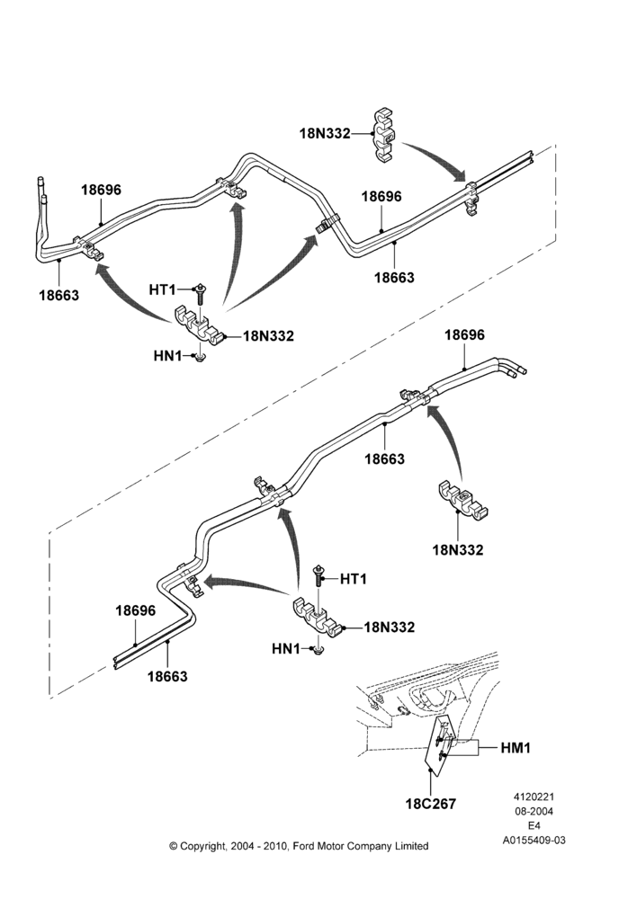 21C - Auxiliary Heater Hoses, With Auxiliary Air Conditioning, With Gas Engines; 02/AUG/2004