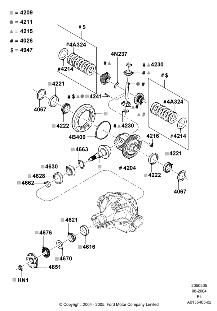 05D - Components - Rear Axle Diff & Carr., 5.4L Modular SOHC V8, Ford 150 Series, Rear Axle Limited Slip Differential; 02/AUG/2004-16/OCT/2006