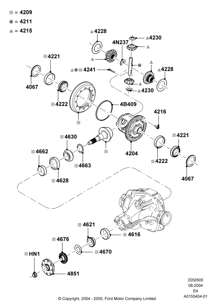 05B - Components - Rear Axle Diff & Carr., 5.4L Modular SOHC V8, Ford 150 Series, Rear Axle Less Limited Slip Diff; 02/AUG/2004-16/OCT/2006