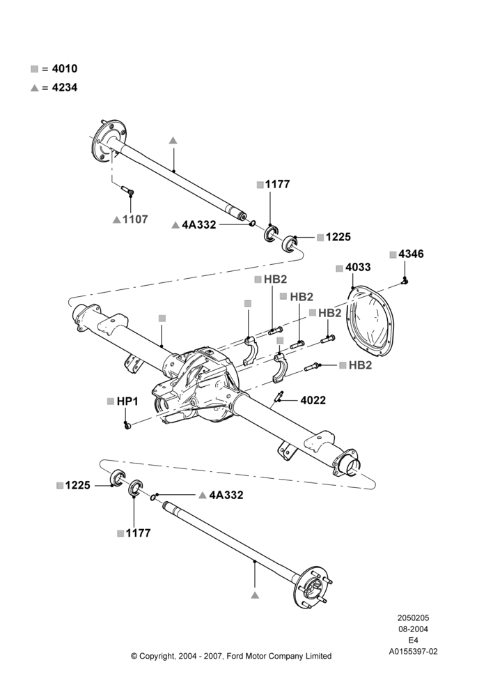 05B - Rear Axle, 5.4L Modular SOHC V8, Ford 150 Series; 02/AUG/2004-16/OCT/2006