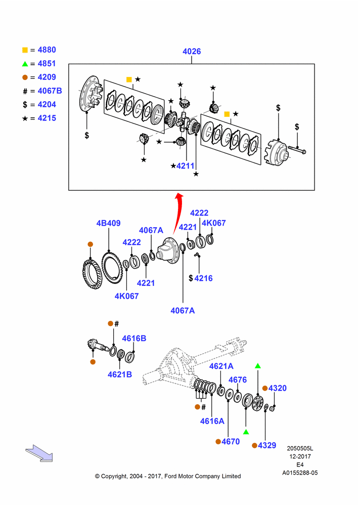 05L - Components - Rear Axle Diff & Carr., 7800 LB(3538 KG) Rear Axle Asy, Ford 350 Series, Rear Axle Limited Slip Differential, With Single Rear Wheels; 02/AUG/2004