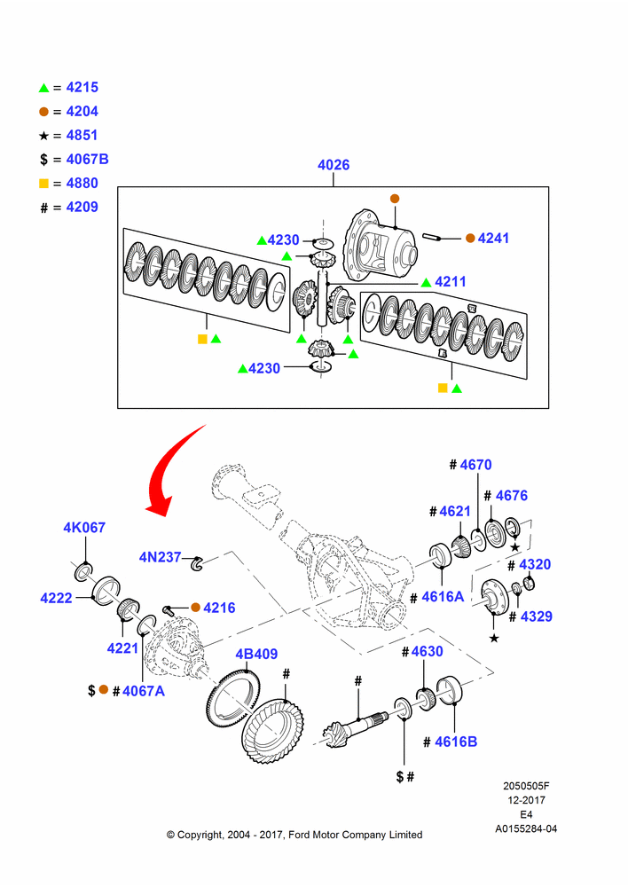 05F - Components - Rear Axle Diff & Carr., 5520 LB Rear Axle Asy, Ford 250 Series, Ford 350 Series, Rear Axle Limited Slip Differential; 02/AUG/2004-16/OCT/2006