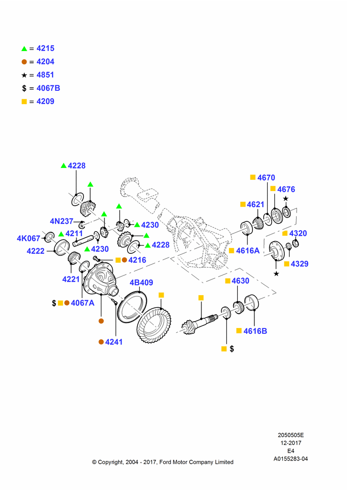 05E - Components - Rear Axle Diff & Carr., 5520 LB Rear Axle Asy, Ford 250 Series, Ford 350 Series, Rear Axle Less Limited Slip Diff; 02/AUG/2004-16/OCT/2006