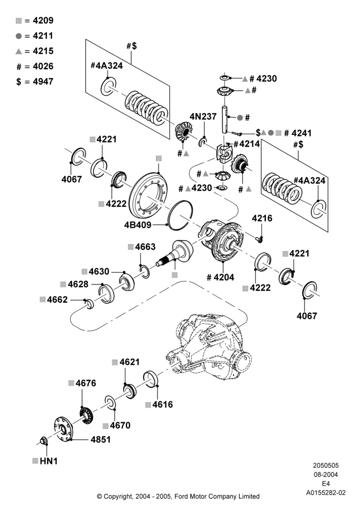 05C - Components - Rear Axle Diff & Carr., Ford 150 Series, Rear Axle Limited Slip Differential, Romeo 4.6 SOHC EFI; 02/AUG/2004-16/OCT/2006