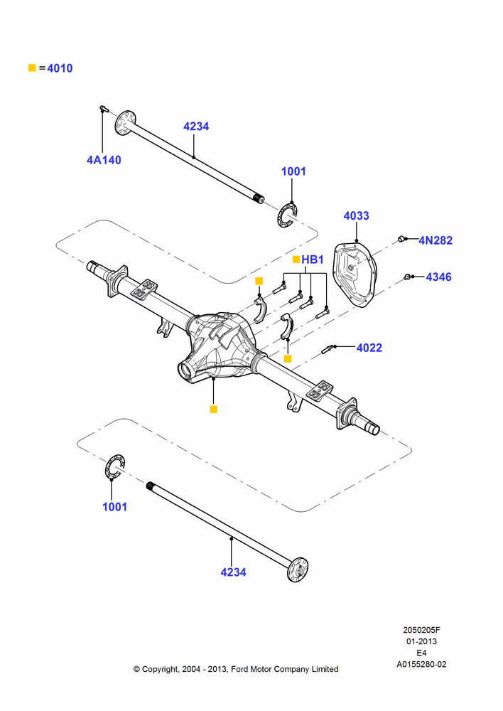 05F - Rear Axle, 7800 LB(3538 KG) Rear Axle Asy, 8500 LB Rear Axle Asy, Ford 350 Series, With Double Rear Wheels; 02/AUG/2004