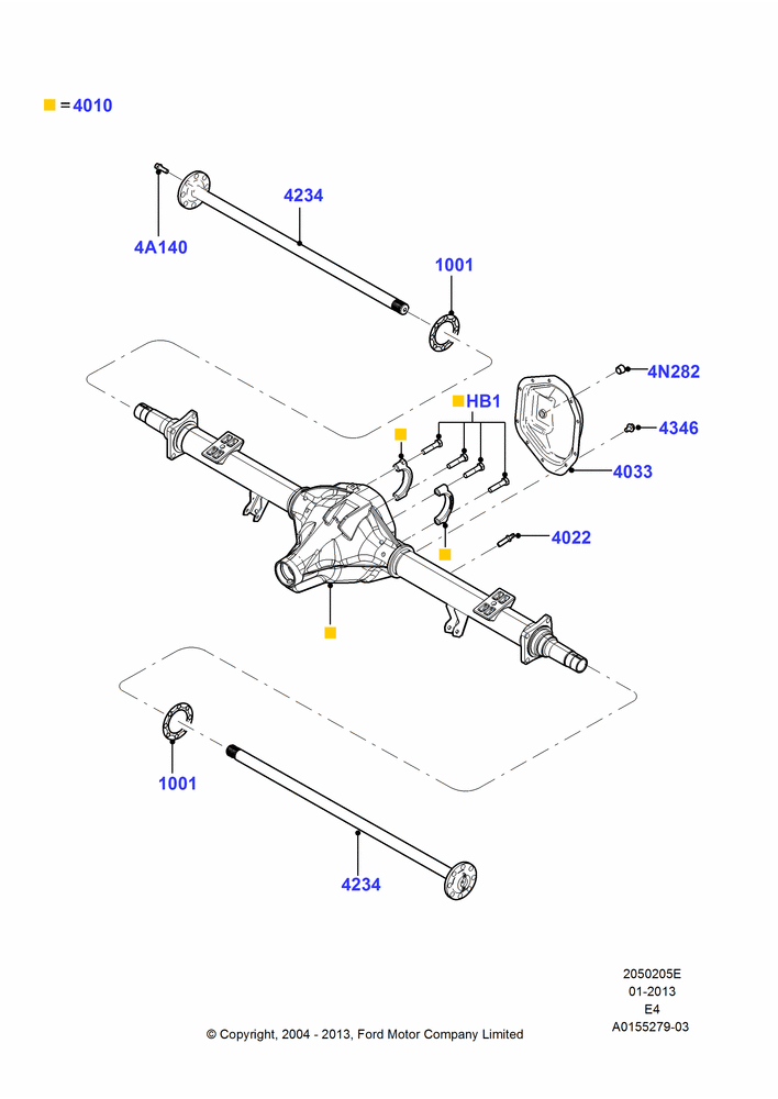 05E - Rear Axle, 7800 LB(3538 KG) Rear Axle Asy, Ford 350 Series, With Single Rear Wheels; 02/AUG/2004