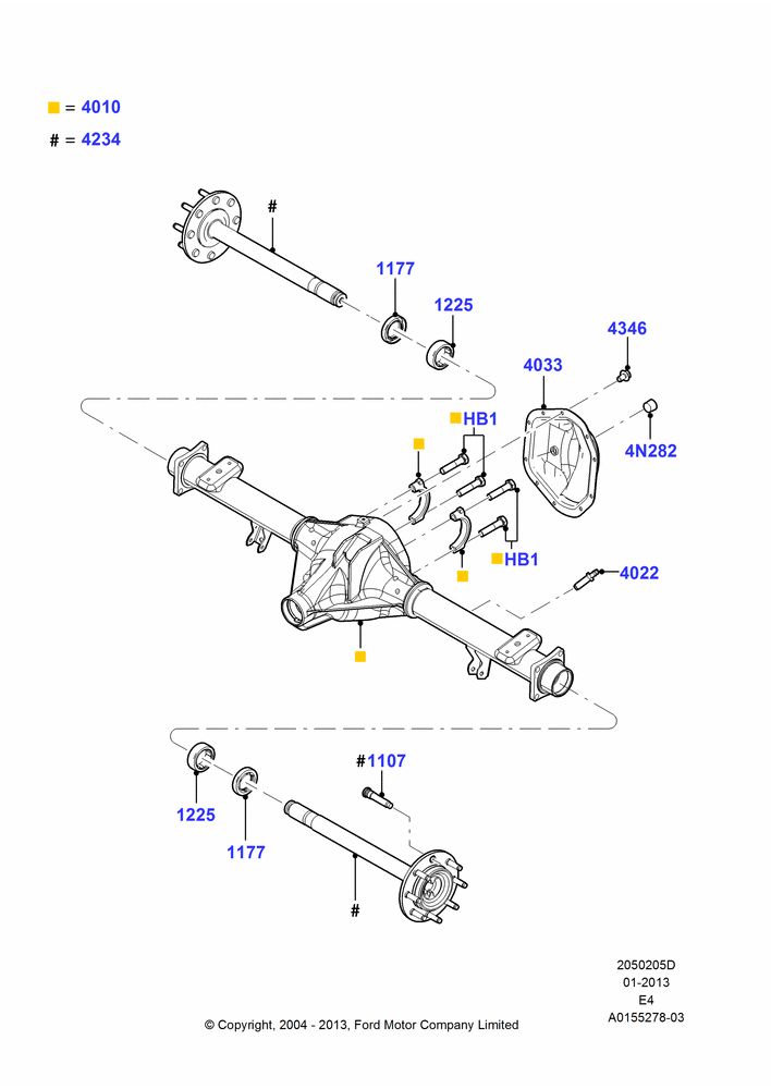 05D - Rear Axle, 6340 LB(2876 KG) Rear Axle Asy, Ford 350 Series; 02/AUG/2004-18/APR/2005