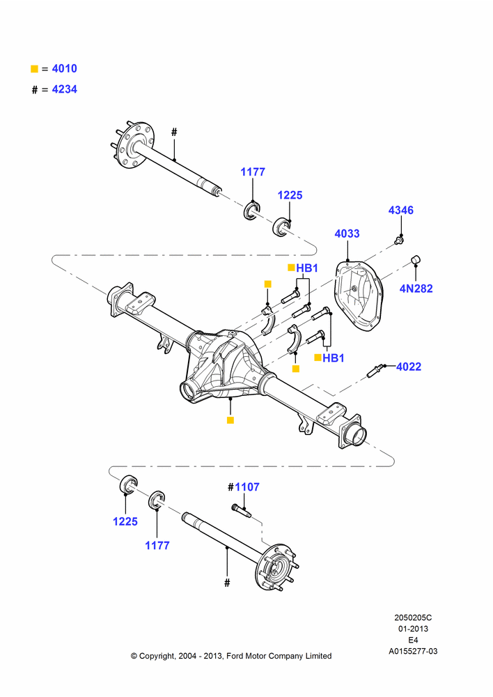 05C - Rear Axle, 5520 LB Rear Axle Asy, Ford 250 Series; 02/AUG/2004-18/AUG/2008
