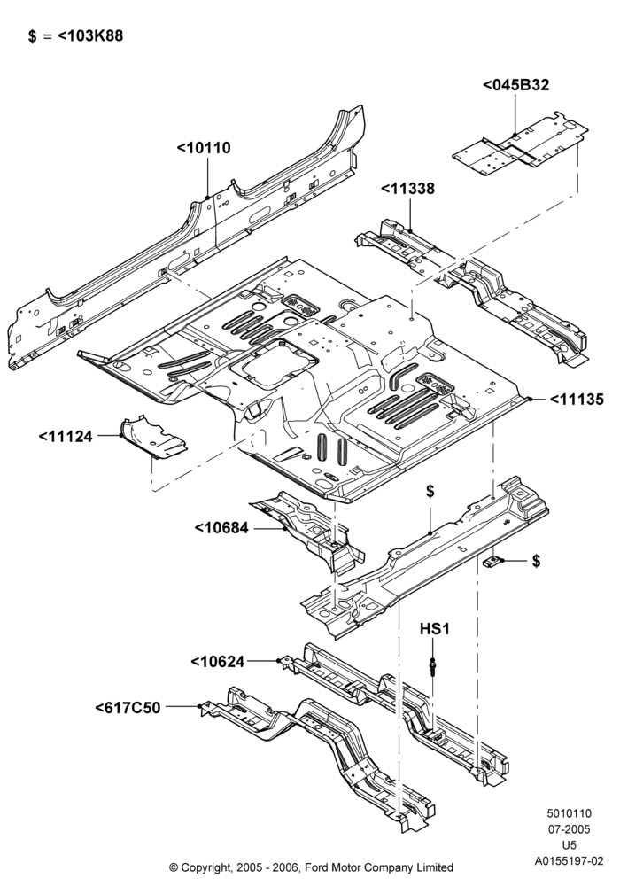 10B - Floor Pan - Front; 19/JUL/2005-16/DEC/2010