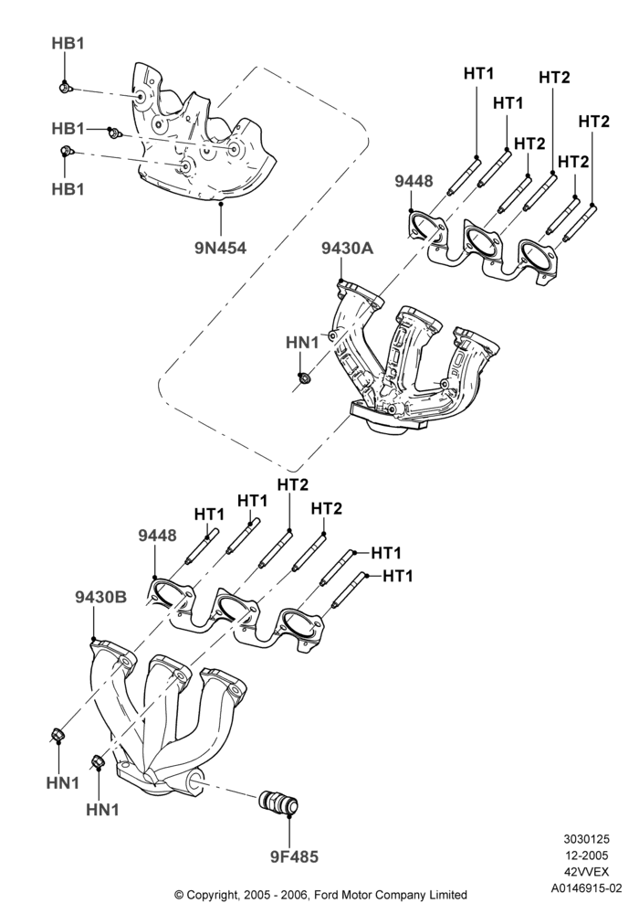 25D - Exhaust Manifold, 4.2L V6 12v OHV EFI; 05/DEC/2005-02/JAN/2007