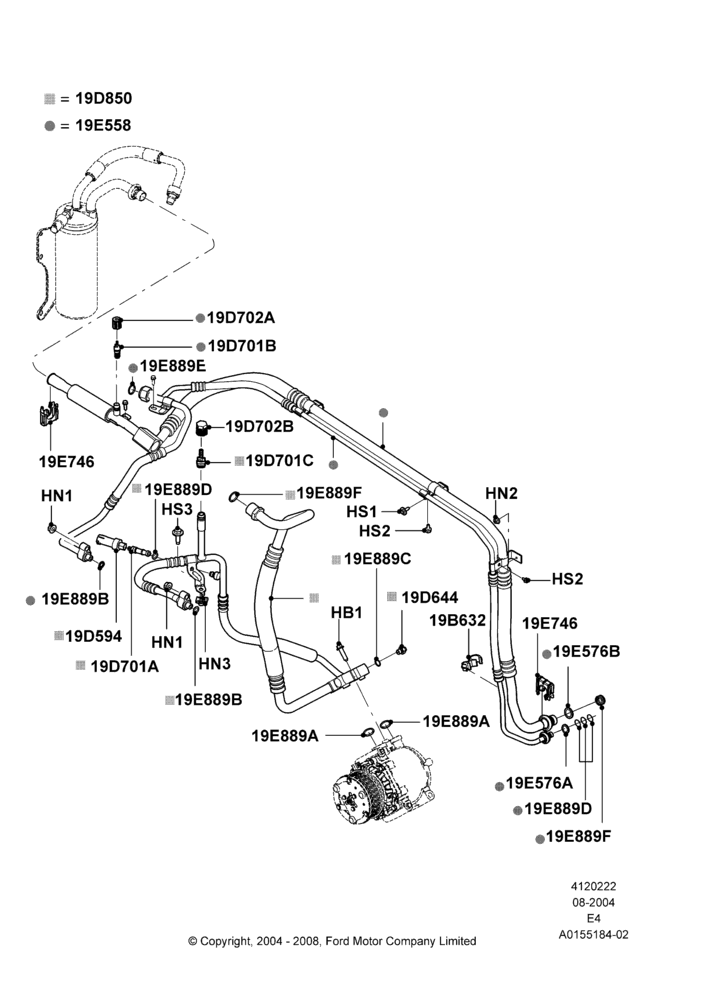 22D - Air Conditioning System, 6.0L  OHV Diesel V8 DI, Heater/AC Prep Pack-Deluxe, Heater/Air Conditioning Prep Pack, Manual Air Conditioning, Under Hood; 02/AUG/2004-16/OCT/2006