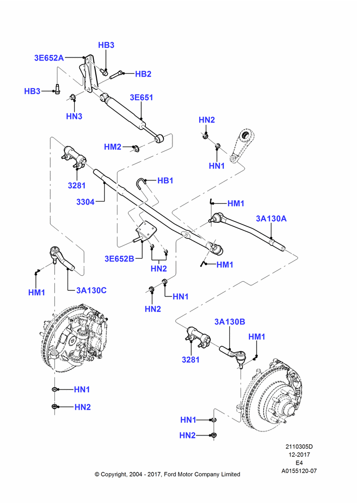 05D - Steering Linkage, Ford 350 Series, Ford 450 Series, With Double Rear Wheels; 02/AUG/2004