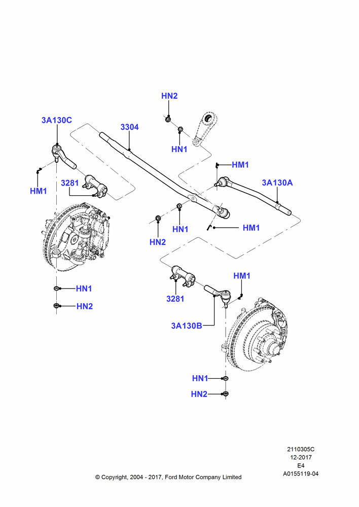 05C - Steering Linkage, Ford 350 Series, Ford 450 Series, With Single Rear Wheels; 02/AUG/2004