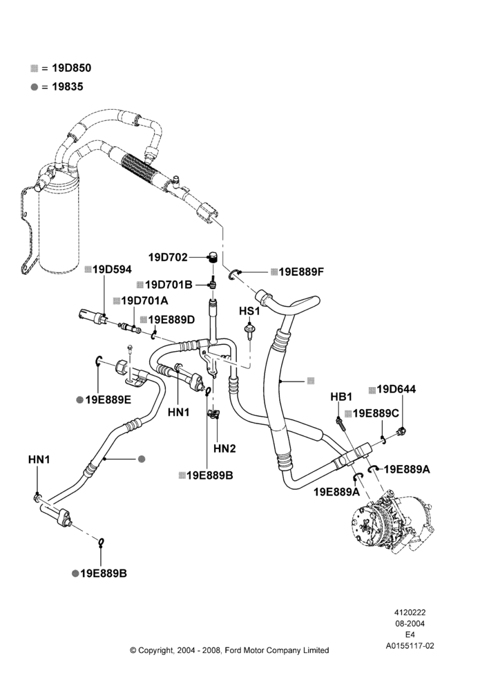 22B - Air Conditioning System, 6.0L  OHV Diesel V8 DI, Less Heater/Air Con Prep Pack, Manual Air Conditioning, With Aux Heater Prep Pack; 02/AUG/2004-16/OCT/2006