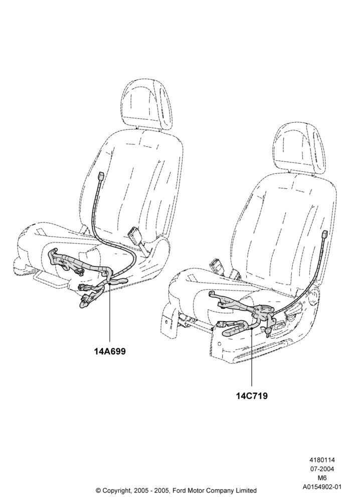 14 - Wiring - Seats; 26/JUL/2004-01/MAY/2006