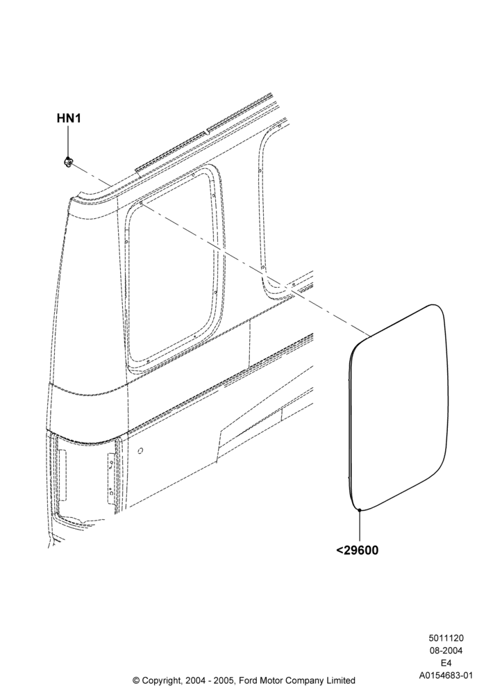 20C - Side Windows, With LH 4th Row Fixed Window, With RH 4th Row Fixed Window; 02/AUG/2004