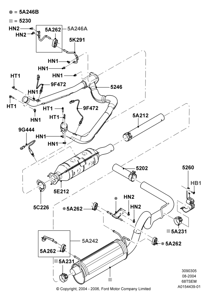 Exhaust System, 6.8L SOHC EFI NA V10 Gas, All Cutaway/Strip Chas/Chas Cab, Ford 350 Series