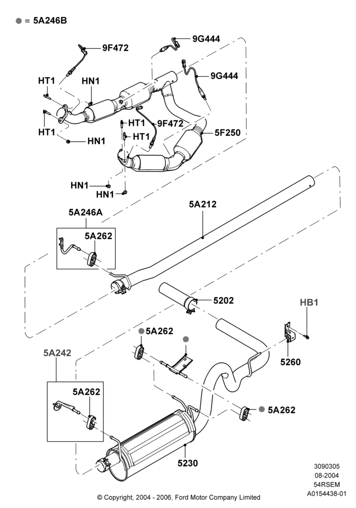 Exhaust System, 5.4L Modular SOHC V8, All Cutaway/Strip Chas/Chas Cab, Ford 350 Series