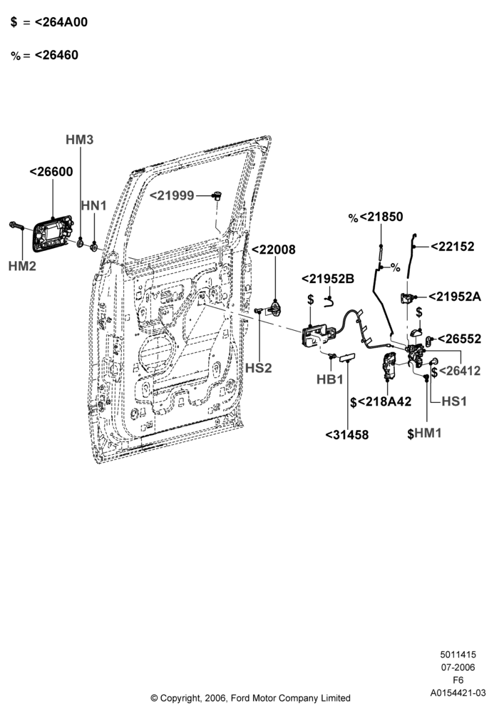 Rear Door Lock Controls, Crew Cab, Ford 150 Series, Less Harley Davidson Version