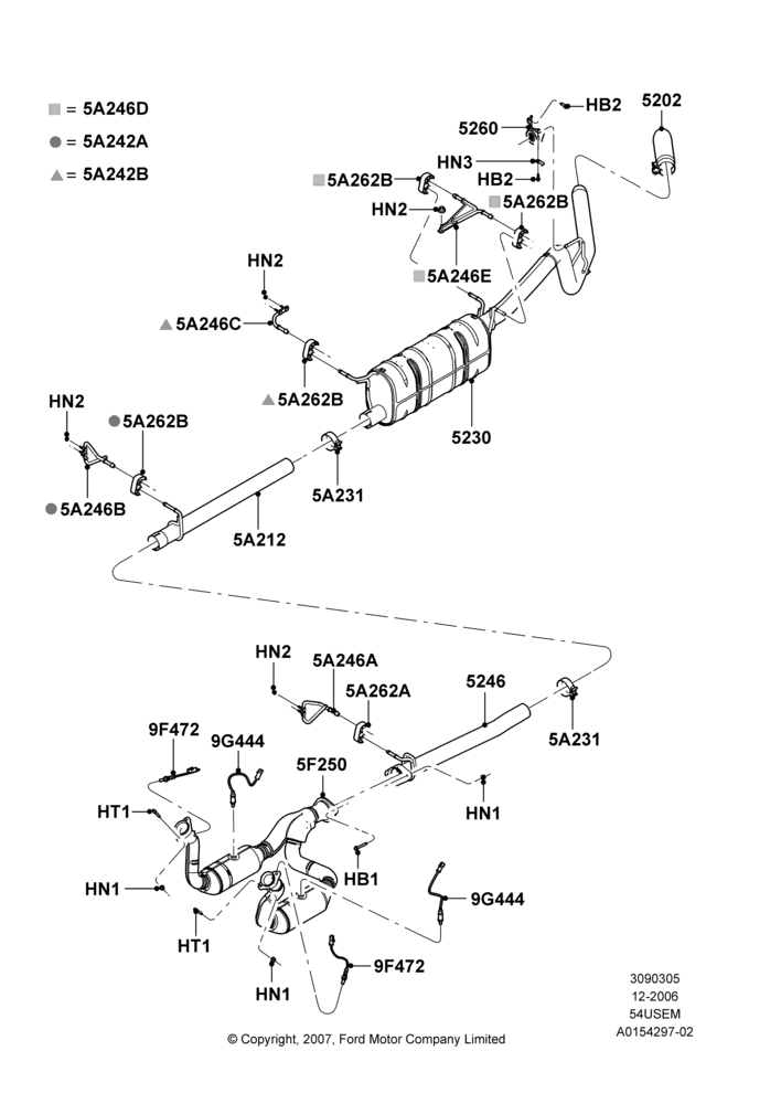 Exhaust System, 5.4L 3V V8, Wide Frame (Pickup)