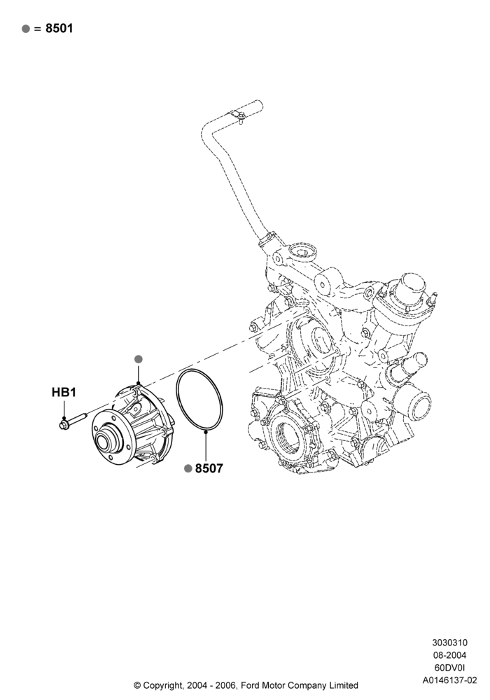 Water Pump, 6.0L OHV Diesel V8 DI