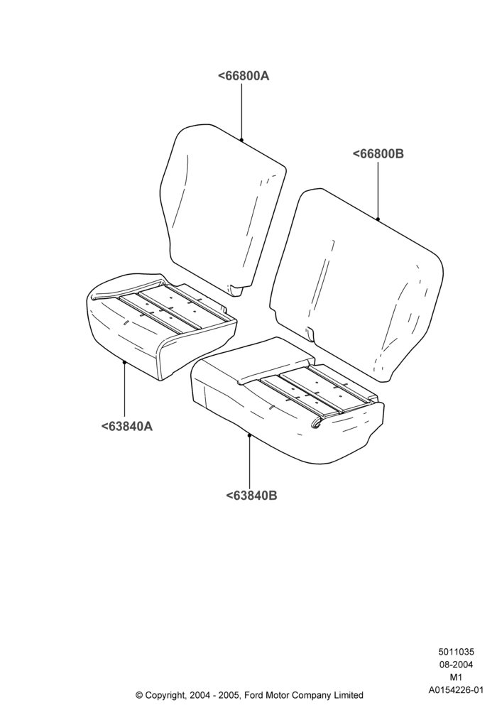 35F - Rear Seat Pads/Valances & Heating, 2nd Row Split Bench Seat - 2 Pass, Lincoln/Mercury Series; 16/AUG/2004-01/MAY/2006