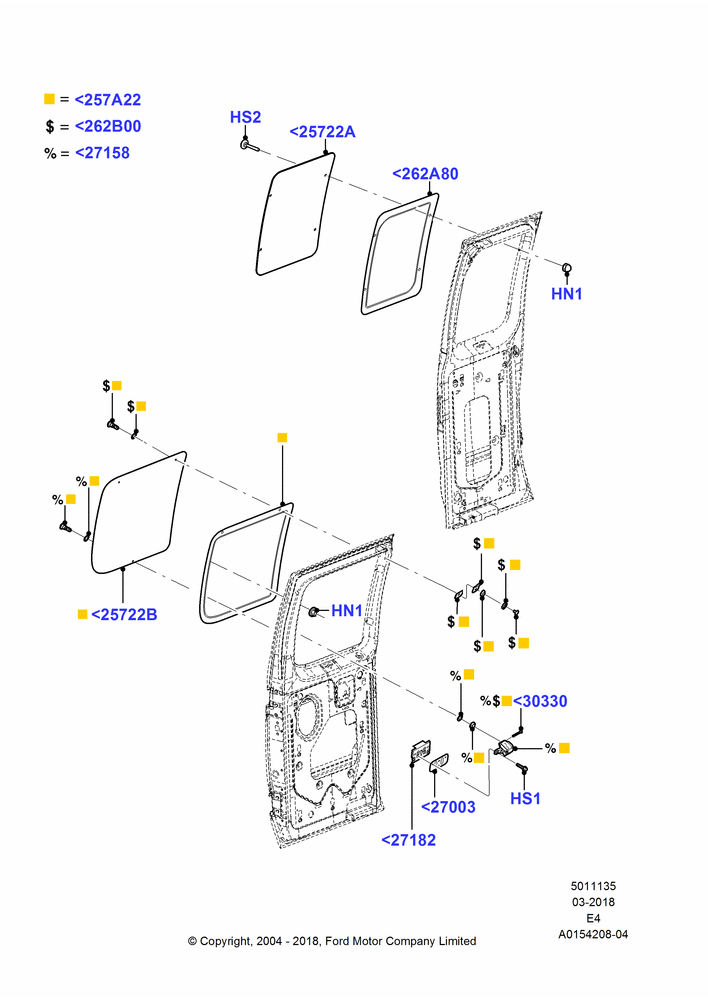 35A - Hinged Side Load Door Glass, Flip/Fixed 2nd Row RH Side Window; 16/OCT/2006