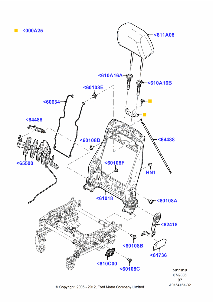 10J - Front Seat Back, Less Temp Control Driver Seat, Less Temp Control Passenger Seat, With Bucket Front Seats; 02/AUG/2006-11/AUG/2014