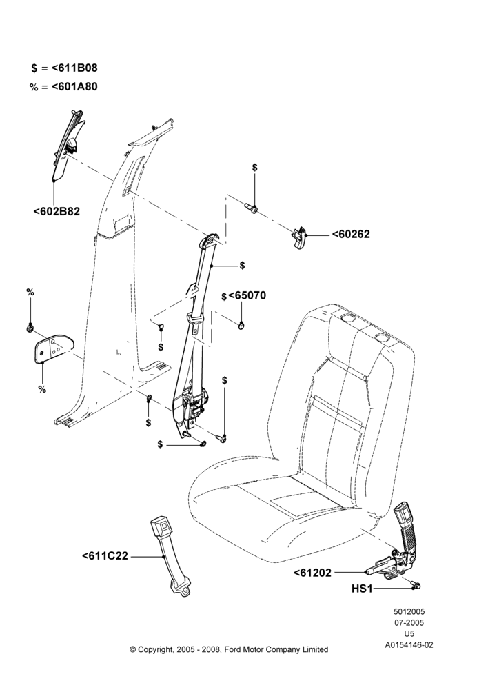 05B - Front Seat Belts; 19/JUL/2005-16/DEC/2010