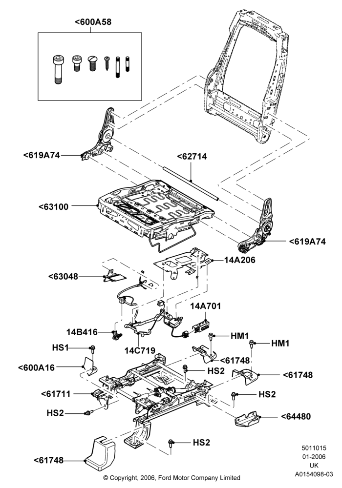 15B - Front Seat Base, With Driver 6 Way Pwr.Seat Adjuster; 30/JAN/2006-29/OCT/2010