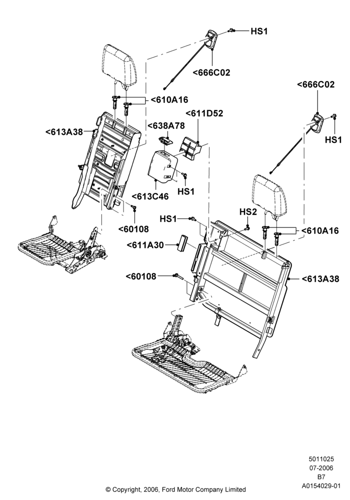 25K - Rear Seat Back, With 3rd Row Bench Seat, With 3rd Row Manual Seat; 02/AUG/2006-11/AUG/2014