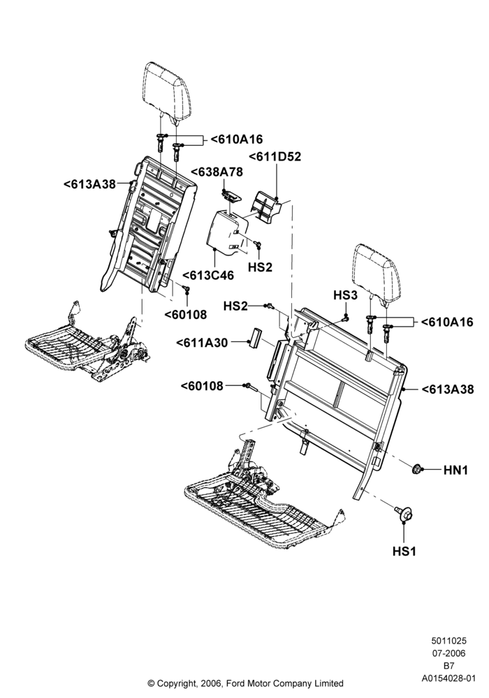 25J - Rear Seat Back, With Third Row Power Folding Seat; 02/AUG/2006-11/AUG/2014