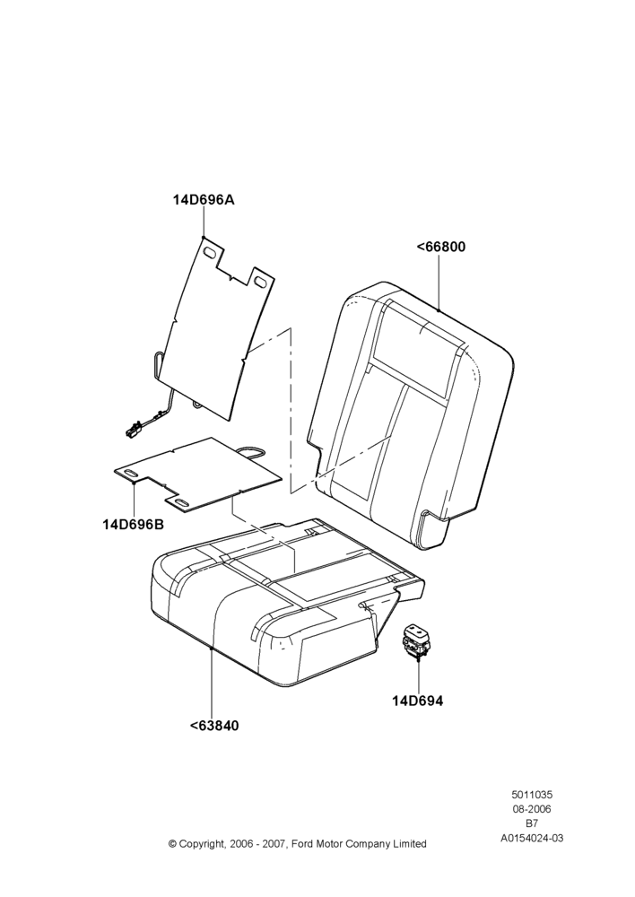 35E - Rear Seat Pads/Valances & Heating, With 2nd Row Dual Captain Chairs, With Second Row 40-Blank-40 Seat; 02/AUG/2006-11/AUG/2014