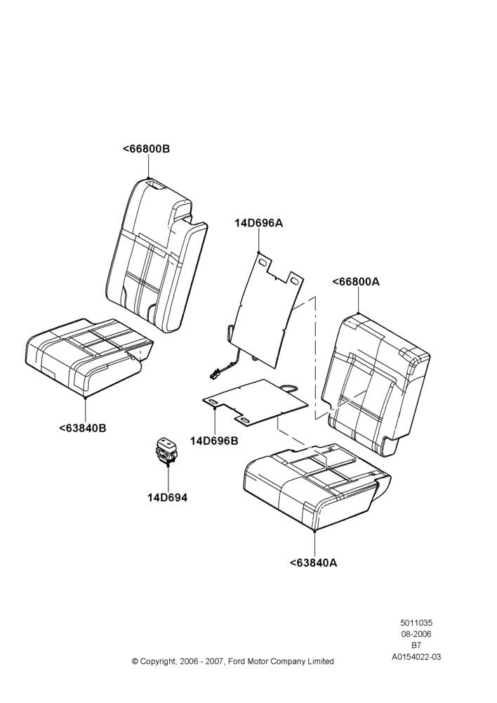 35D - Rear Seat Pads/Valances & Heating, SECOND ROW 40-20-40 SEATS; 02/AUG/2006-11/AUG/2014