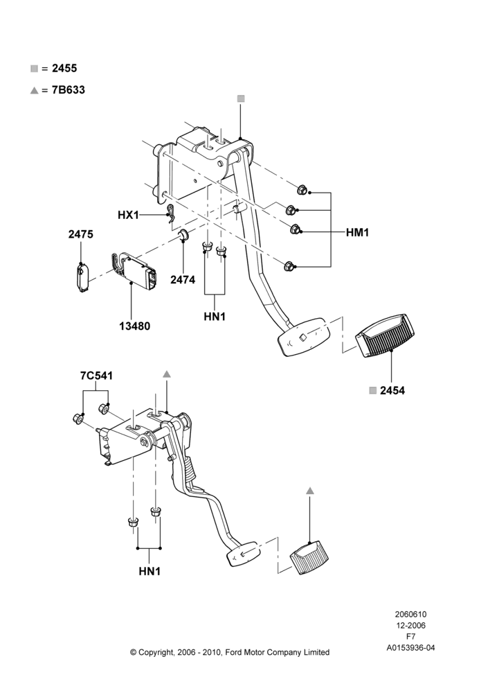 Brake and Clutch Controls, 5 Speed Manual Trans-Tremec TR4050, 6 Speed Manual Z/F S6-650, With Fixed Foot Pedals, M6HD-W 6 Speed Manual Transmission