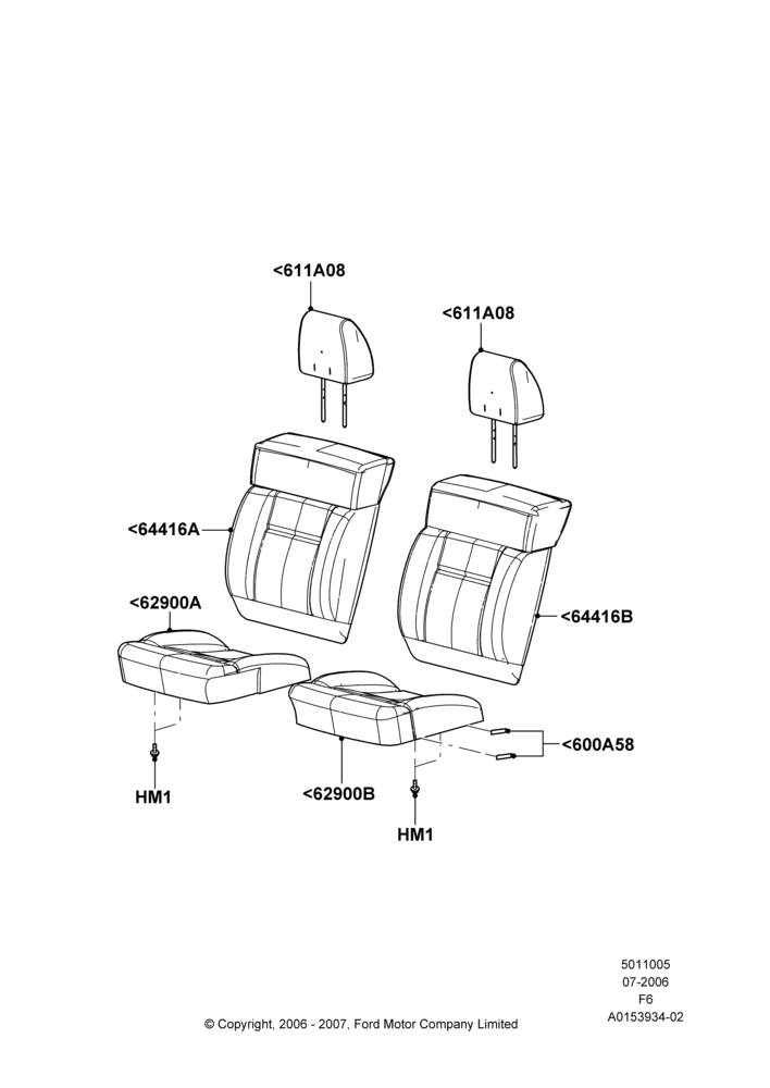 05AF - Front Seat Covers, Crew Cab, Sports Front Seat, With Captain Chair Front Seats; 17/JUL/2006-18/AUG/2008