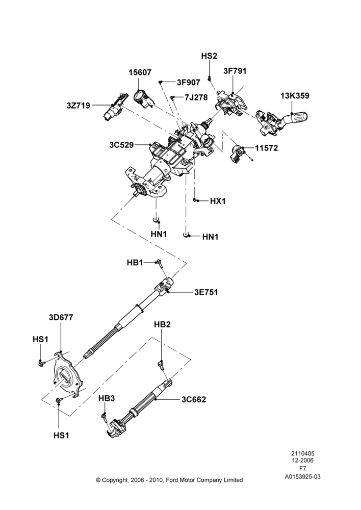 05H - Steering Column, Automatic Transmission, With Fixed Steering Column; 18/DEC/2006-16/SEP/2008