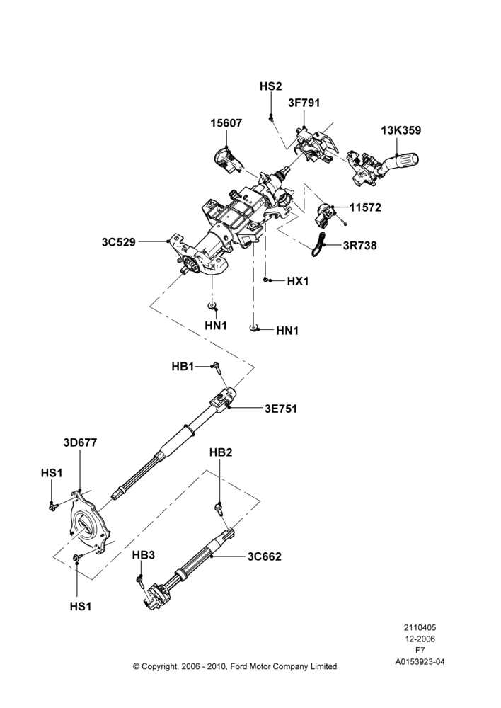 05F - Steering Column, Manual Transmission, With Fixed Steering Column; 18/DEC/2006-16/SEP/2008