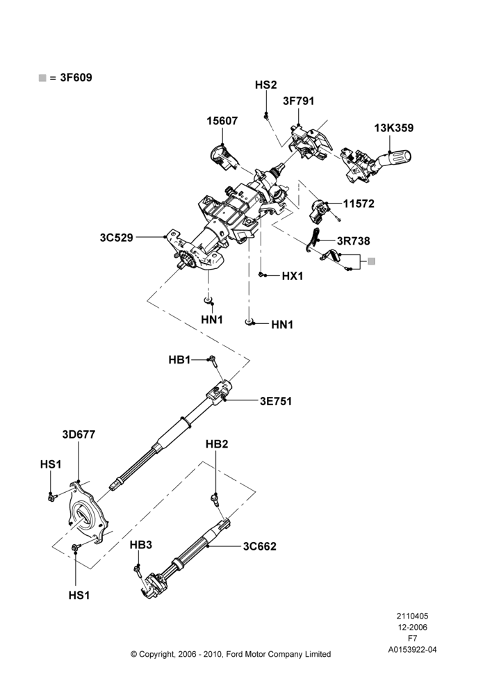 05E - Steering Column, Manual Transmission, With Tilt Steering Wheel; 18/DEC/2006-16/SEP/2008