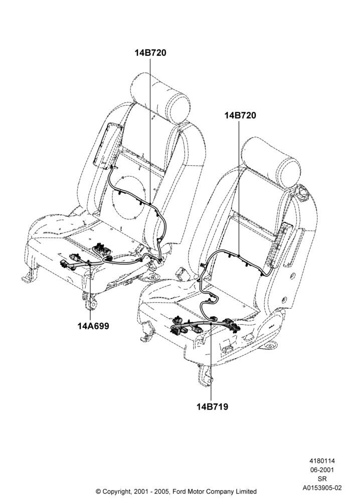 14 - Wiring - Seats; 04/JUN/2001-01/JUL/2005