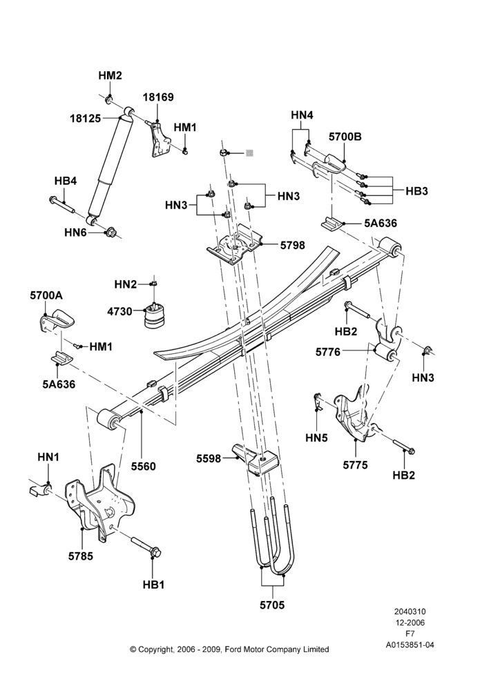 10G - Rear Springs and Shock Absorbers, Wide Frame (Pickup), Ford 350 Series, With Double Rear Wheels; 18/DEC/2006-12/FEB/2010