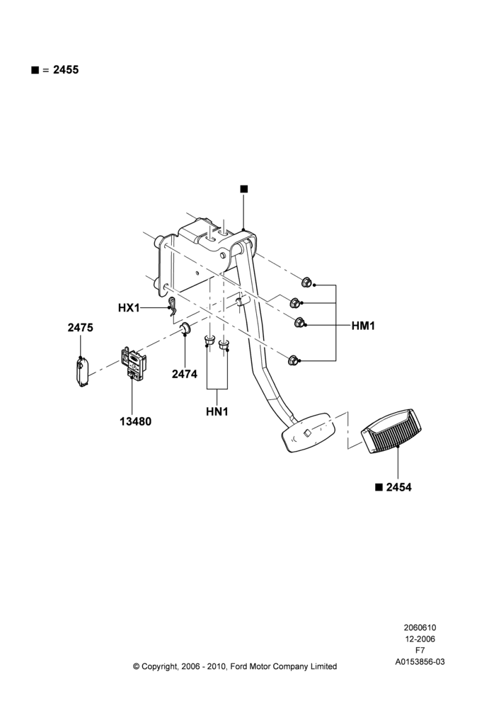Brake and Clutch Controls, 5 Speed Auto 5R110W - HI/Torque, 5R110W 5 Speed Auto Trans NAAO, With Fixed Foot Pedals