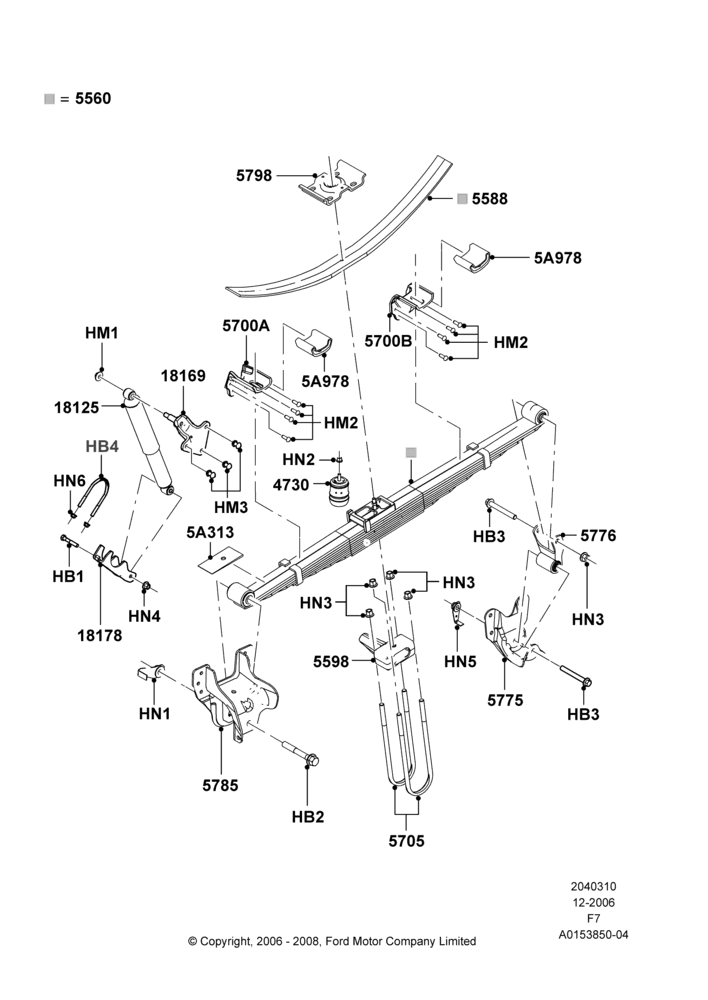 10F - Rear Springs and Shock Absorbers, Narrow Frame (Chassis Cab), Ford 350 Series; 18/DEC/2006-12/FEB/2010
