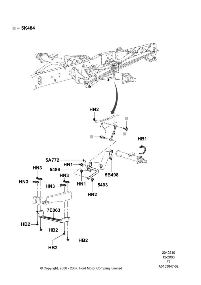 10F - Rear Cross Member & Stabilizer Bar, Narrow Frame (Chassis Cab), Ford 350 Series, With Single Rear Wheels; 18/DEC/2006-12/FEB/2010