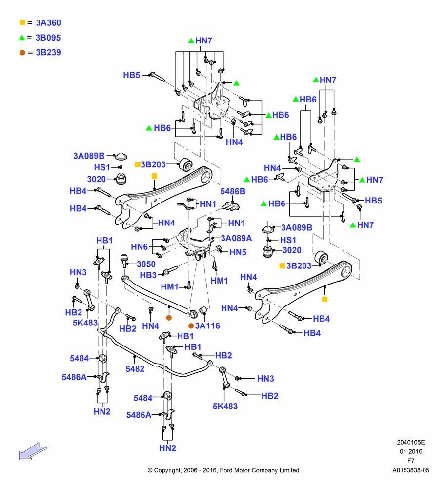 05E - Front Susp.Arms/Stabilizer/X-Member, Ford 250 Series, Ford 350 Series, LHD 4WD (Part Time Drive); 18/DEC/2006-12/FEB/2010