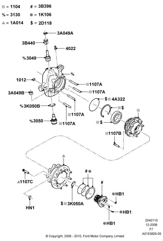 10E - Front Knuckle and Hub, LHD 4WD (Part Time Drive); 18/DEC/2006-12/FEB/2010