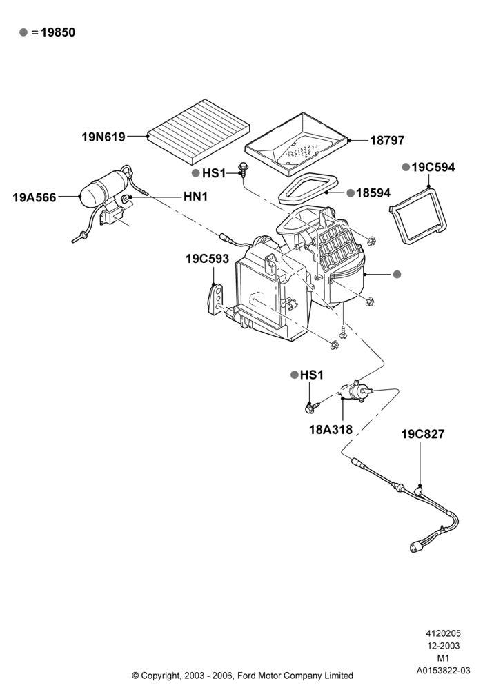 05D - Heater/Air Cond.External Components, Manual Air Conditioning, Evaporator And Blower Main Unit Assembly; 22/DEC/2003-01/MAY/2006