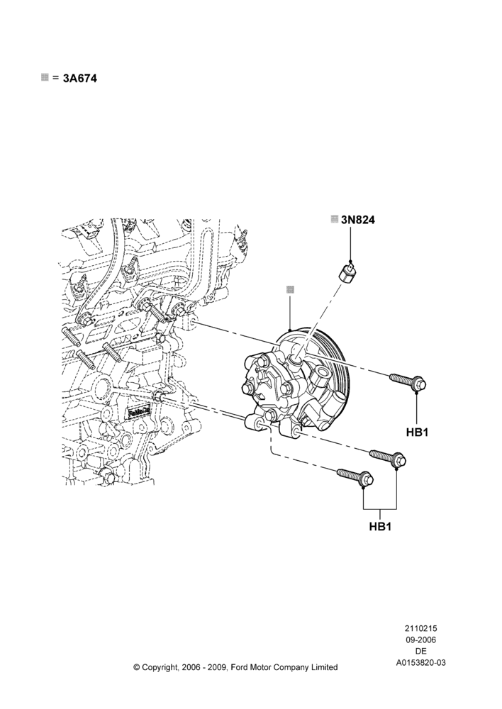 15C - Power Steering Pump Mounting, 3.5L 4V DOHC VCT SMPI V6 Gas; 30/AUG/2006-29/JUL/2012