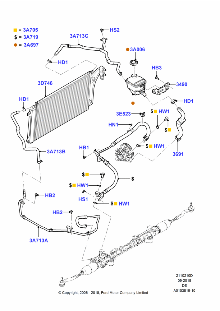 10D - Supply & Return Hoses - Power Strg, 3.5L 4V DOHC VCT SMPI V6 Gas; 04/FEB/2009-29/JUL/2012