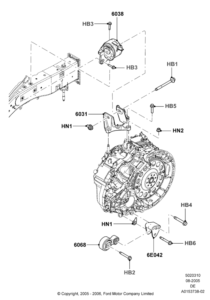 10A - Transmission Mounting, 3.5L 4V DOHC VCT SMPI V6 Gas; 30/AUG/2006-04/FEB/2009